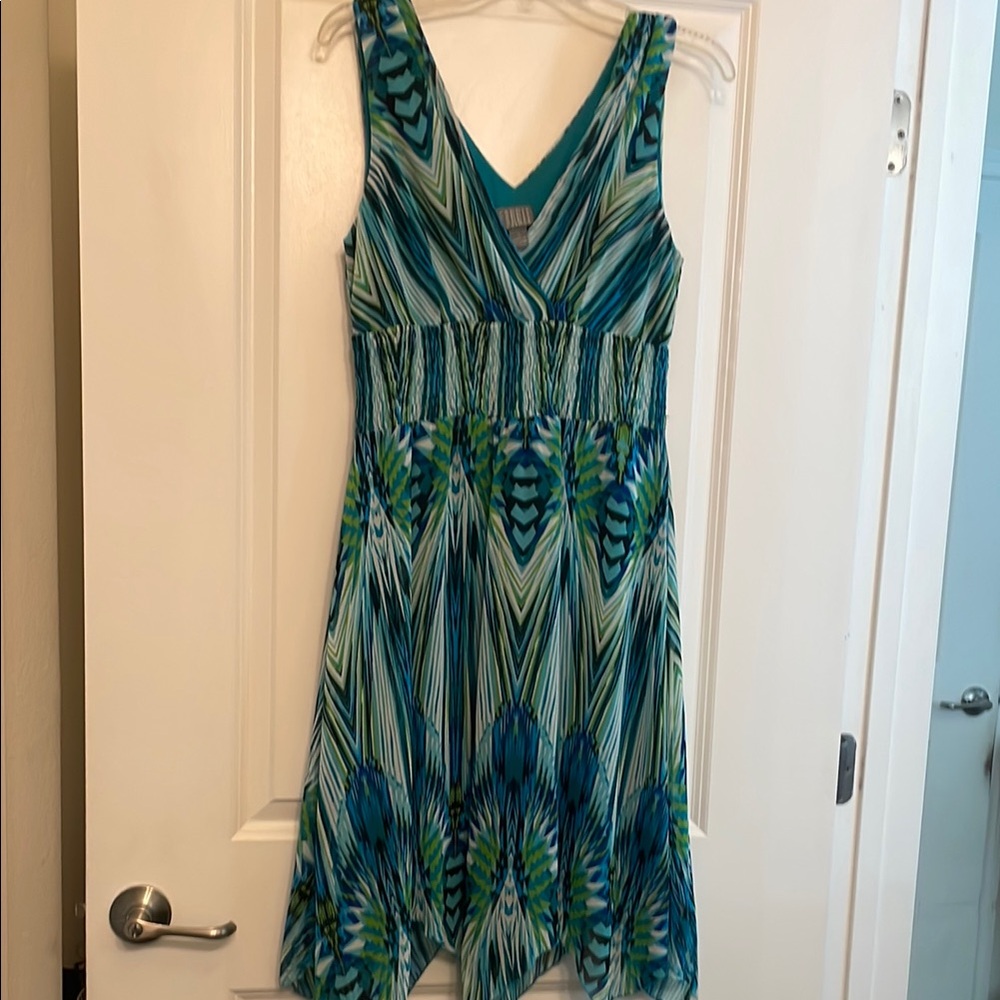 Rabbit Rabbit Rabbit Green and Blue Ruched Sundress